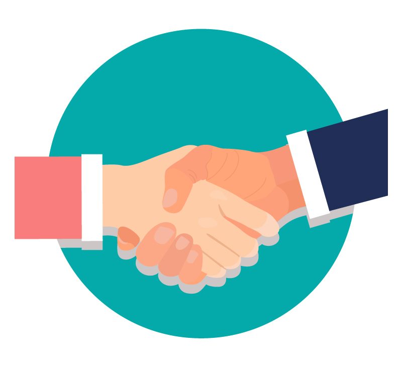Partnership hand shake infograhic Photo of two people who are blind shaking hands